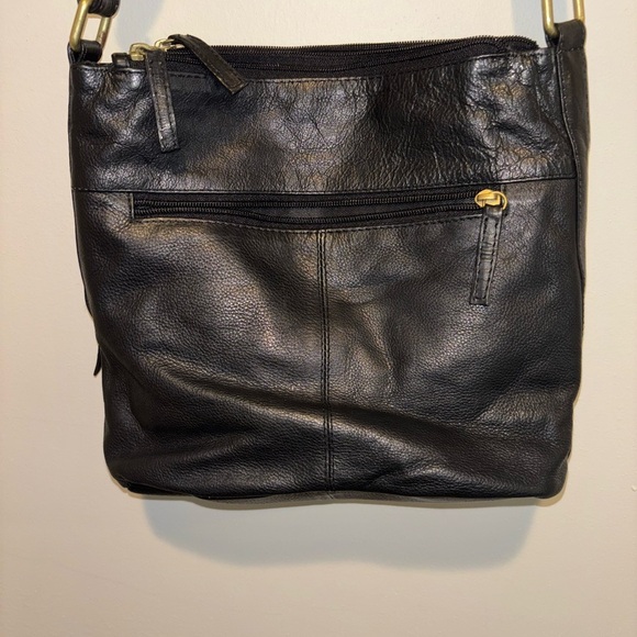 Great American Leather Works Patchwork Crossbody Handbag Black and Brown - Picture 3 of 15